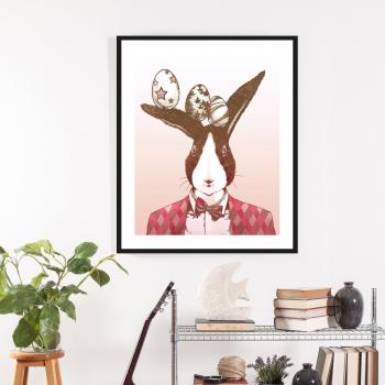 Queence Osterhasen‑Poster „Aferno“ – ein Stück, weißer Rahmen