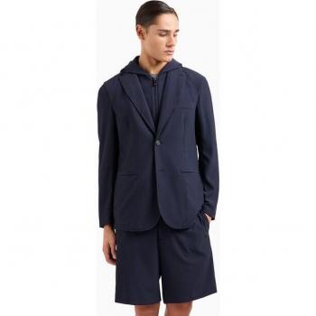Emporio Armani 2XL Navy Blue Inner Bib Blazer with Detachable Hood – 54 IT / 44 US