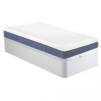 Ensemble de sommeil 90 x 190 cm avec sommier coffre blanc + matelas ressorts ensachés 7 zones et mémoire de forme ép. 24 cm