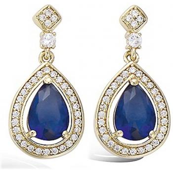 Boucles d'oreilles 'Sissi' plaqué or saphir doré