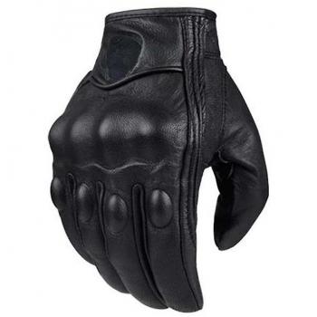 Gants de motocross en cuir véritable imperméables noir L