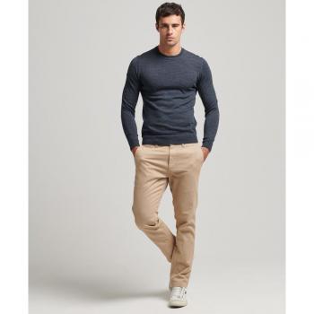 Superdry Pull en Laine Mérinos Ras-du-cou Bleu S