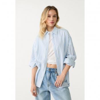 Semplice Eleganza Stradivarius Camicia Lino Celeste S