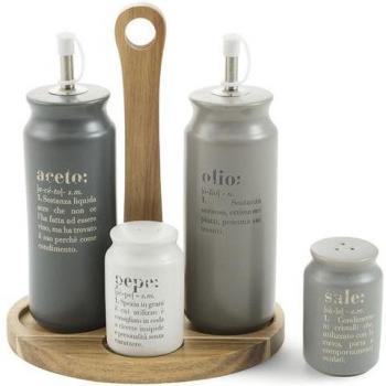 Oliera e Dosasale in Bamboo con Design Colorato