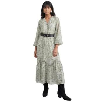 Ruffled Belted Maxi Dress in Snake Print – Petite Size 8