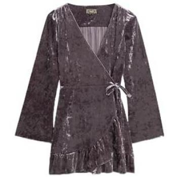 Robe Portefeuille Femme Superdry en Velours Gris