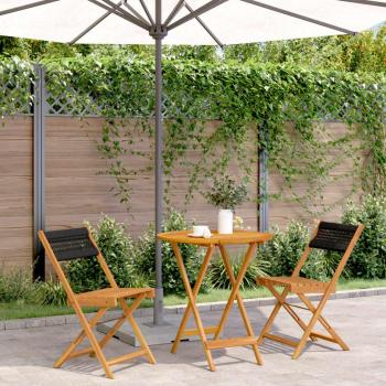 VidaXL Bistro-Set 3-teilig Schwarz Polypropylen und Massivholz