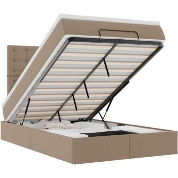 Lit ottoman + matelas Cappuccino 120×190 cm, texture similicuir