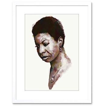 Classic Nina Simone Portrait – 9x7” White Frame Print by Chris Evry