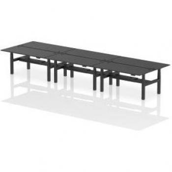 Black Frame and Black Finish Electric Height Adjustable Sit Stand 6 Person Bench Desk