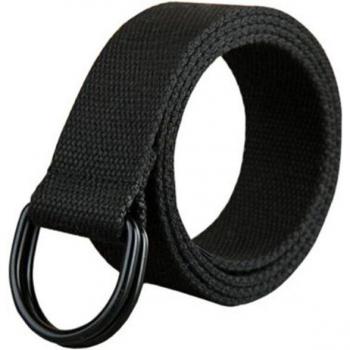 Hebilla D en Tela Lona Negra – Correa Unisex