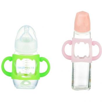 Heat Resistant Multicolor Baby Bottle with Soft Silicone Handle