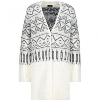 Monari Norweger-Strickjacke creme gemustert Damen Größe 40
