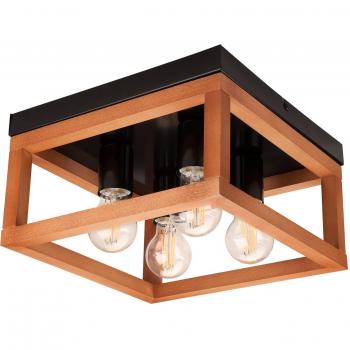 Plafoniera Phelan legno/nero 4 luci