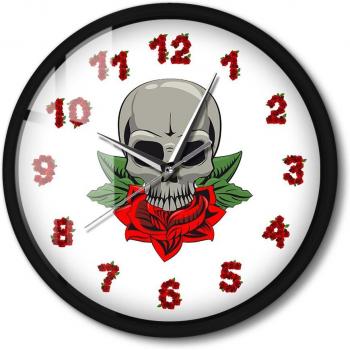 Metal Frame Gothic Skull Wall Watch