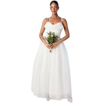 Coast Ivory Cowl‑Neck Satin Bridal Dress (Size 14)