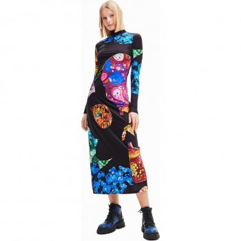 Desigual Slim Fit Midi Dress Mineral Black by M. Christian Lacroix