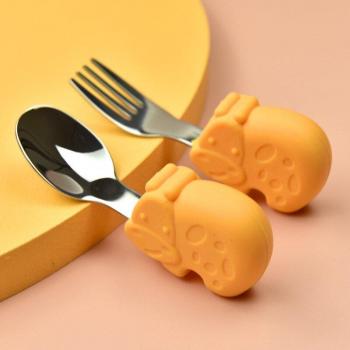 Flexible Silicone Baby Feeding Spoon and Fork