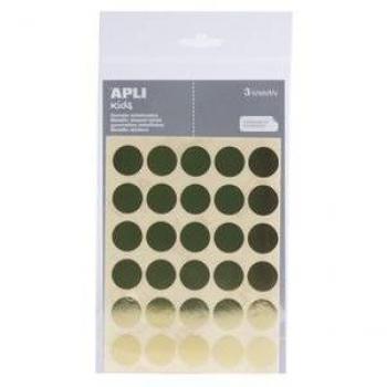 Apli Bolsa de Gomets Redondos Ø 20mm en Color Oro con Adhesivo Permanente
