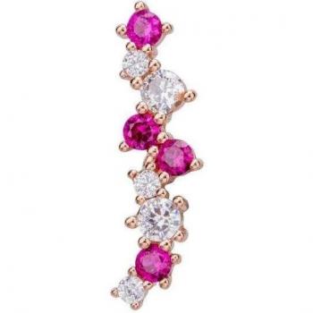 Pendiente trepador Anne R de Earcandy en plata y oro rosa