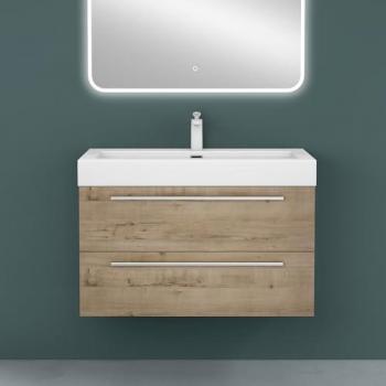 Meuble suspendu sous vasque, chêne clair, 90 cm – MAI & MAI – Étanchéité totale