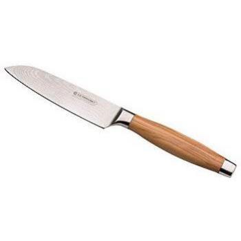 Santoku “Damasco” Le Creuset con mango de olivo natural