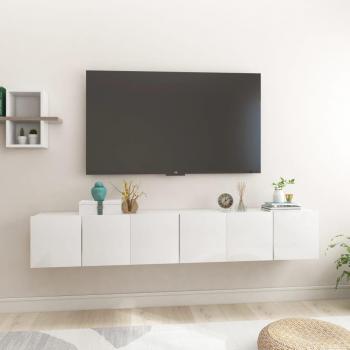 TV-Wandregale 3er Set Hochglanz Weiß 60x30x30 cm