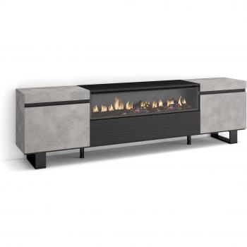 Meuble TV Moderne 200x35x57cm avec Cheminée Intégrée