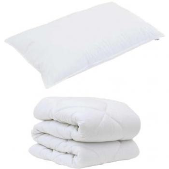 Piumone + Cuscino 2 pcs Bianco Microfibra
