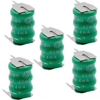 VHBW 5X NiMH 40mAh 3.6V Button Cell – V40H Tab, 3 Pins