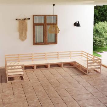 10 Piece Outdoor Lounge Set Solid Pinewood