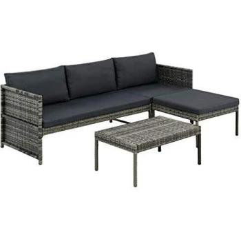 VidaXL Set Divani da Giardino con Cuscini 3 Pezzi in Polyrattan Grigio