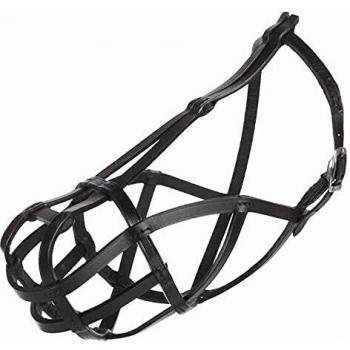 Trixie Horse Leather Bridle Muzzle with Mesh, Black, Extra Large