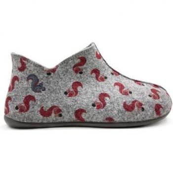 Thies 1856 ® Kinder PET Eichhörnchen Hausschuh Boot vegan hellgrau (K)