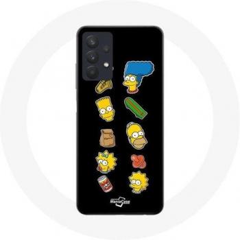 Cubierta para Samsung Galaxy A32 5G con ilustraciones de Los Simpson en fondo negro