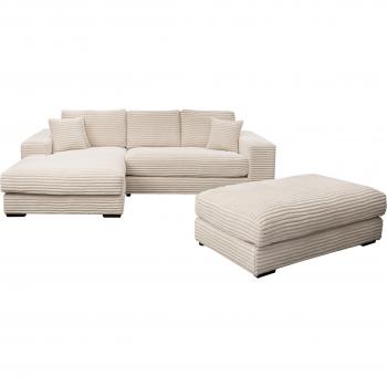 WERK2 Design‑Ecksofa Eden L‑Form, inkl. Polsterhocker – Cordweiß
