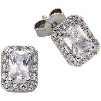 Celesta 925 Sterling Ohrstecker Damen – Rhodiummantelung, Weißer Zirkon