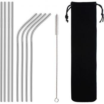 4/8Pcs Eco-Friendly Stainless Steel Straws with Cleaner for 20/30oz Drinks