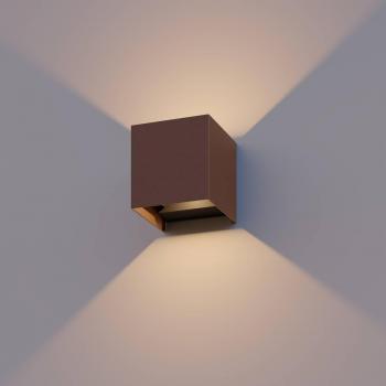 Applique LED Cube Calex 10 cm Esterni Up‑Down Ruggine