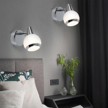 Elegante Wandlampe LED, Glas und Chrom, 2er Set