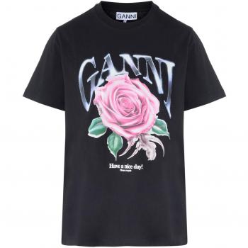 Ganni Relaxed Fit Black T-Shirt M
