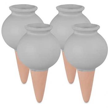Relaxdays 4 Sfere Irrigazione con Coni in Terracotta Grigia – 100 ml