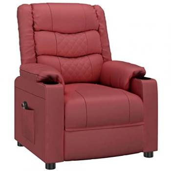 Poltrona Reclinabile in Similpelle Rosso Vino Elettrica