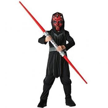 Boys Darth Maul Costume + Mask Kids Licensed Star Wars Fancy Dress Outfit