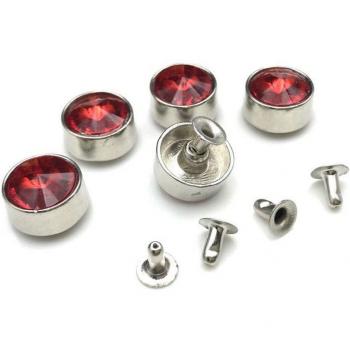 20PCS 12mm Round Alloy Rivet Studs with Diamond Inlay for Fashion Accessories