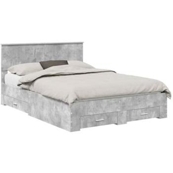 Grey Concrete Engineered Wood Bed Frame – 140x200cm
