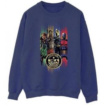 Felpa in cotone nera con badge JSA Black Adam per uomo