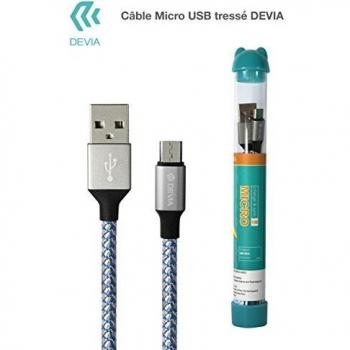 Câble Nylon Micro-USB Devia 1M 2,4A Bubble Fish Gris/Bleu