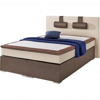 Atlantik Home Collection Boxspringbett Rick – 140 × 200 cm, Braun/Beige, inkl. Bonnell‑Federkern & Topper