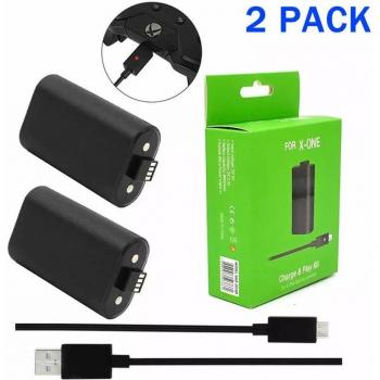 2pcs Lithium Polymer Battery Pack + 2x 2.75m USB Charging Cable for Xbox One Wireless Game Controllers